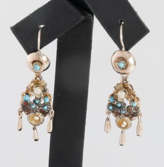 Conjunto antiguo broche y pendientes en oro 14k