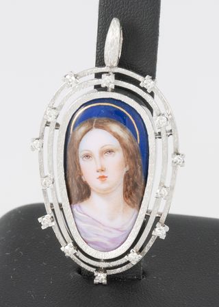 Colgante antiguo oro blanco 18k con brillantes