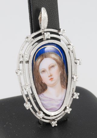 Colgante antiguo oro blanco 18k con brillantes