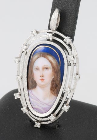 Colgante antiguo oro blanco 18k con brillantes