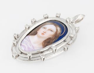 Colgante antiguo oro blanco 18k con brillantes