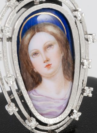 Colgante antiguo oro blanco 18k con brillantes