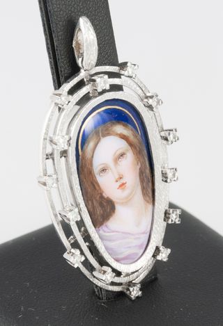 Colgante antiguo oro blanco 18k con brillantes