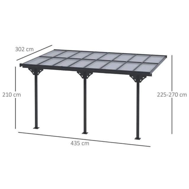 Pergola Addossata da Giardino 4.4x3m Regolabile in