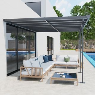 Pergola Addossata da Giardino 4.4x3m Regolabile in