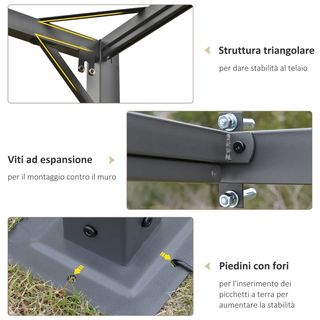 Gazebo Pergola 3x3m da Giardino in Metallo con Tet