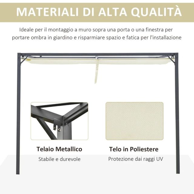 Gazebo Pergola 3x3m da Giardino in Metallo con Tet