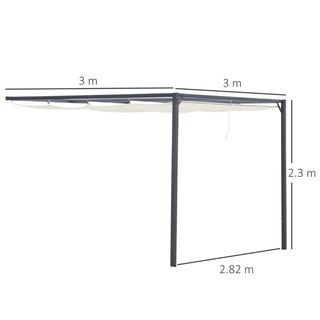 Gazebo Pergola 3x3m da Giardino in Metallo con Tet