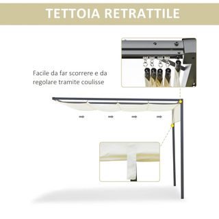 Gazebo Pergola 3x3m da Giardino in Metallo con Tet