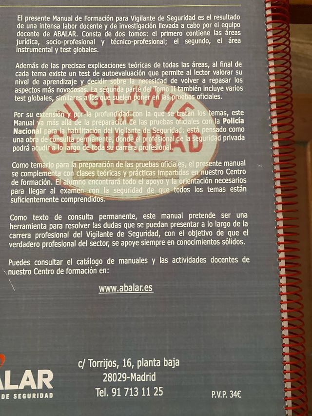 Libros para curso de Vigilante de Seguridad!