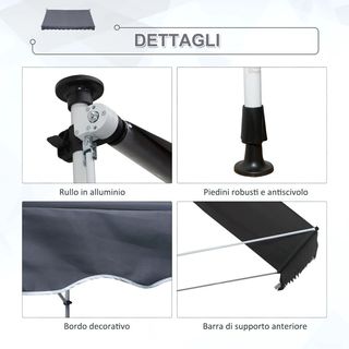 Tenda da Sole 3x1.5 m a Bracci con Manovella, Stru
