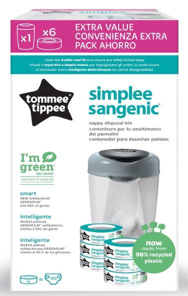 Tommee Tippee SANGENIC contenedor +6 casetes NUEVO
