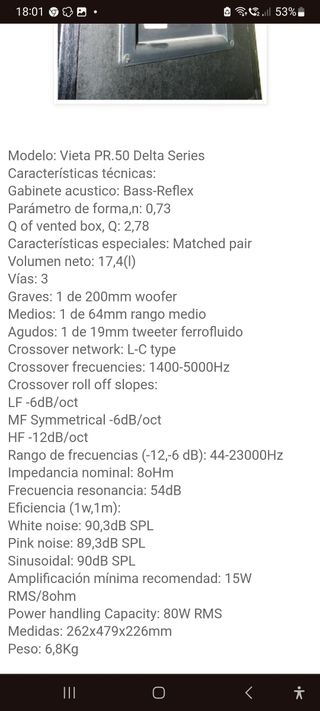 Altavoces Vieta Delta PR50