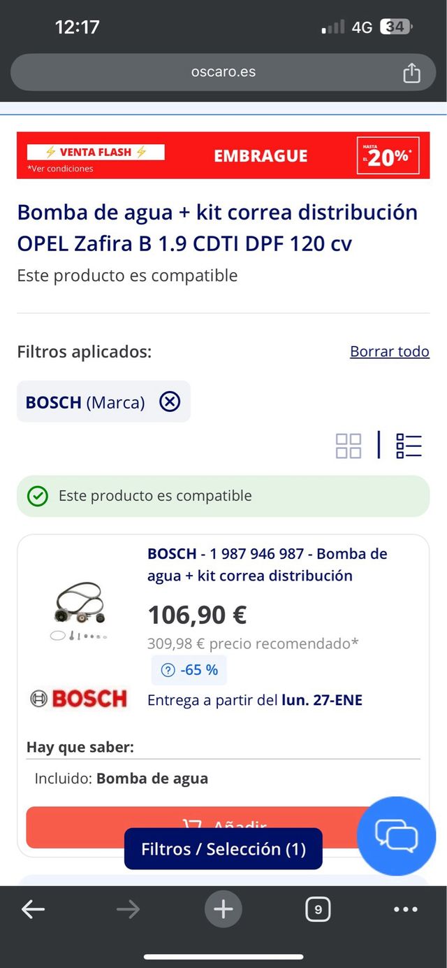 ✅ BOSCH Bomba de agua + kit correa de distribucion