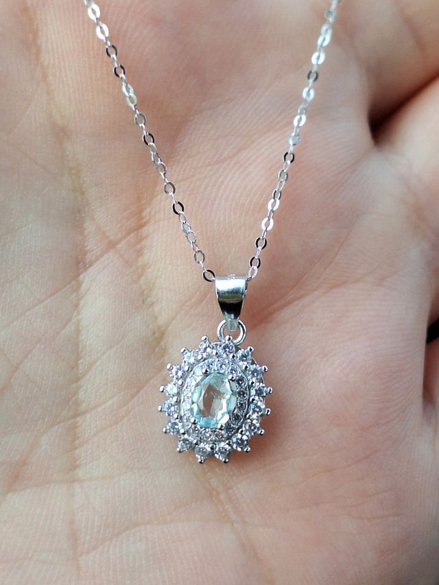 Collana Argento e Acquamarina naturale