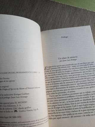 Libro: "El origen de las Especies". Nuevo.