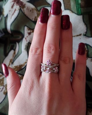 ANILLO DE PLATA VINTAGE DE FLORES ESMALTADO