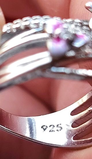 ANILLO DE PLATA VINTAGE DE FLORES ESMALTADO