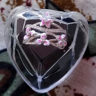 ANILLO DE PLATA VINTAGE DE FLORES ESMALTADO