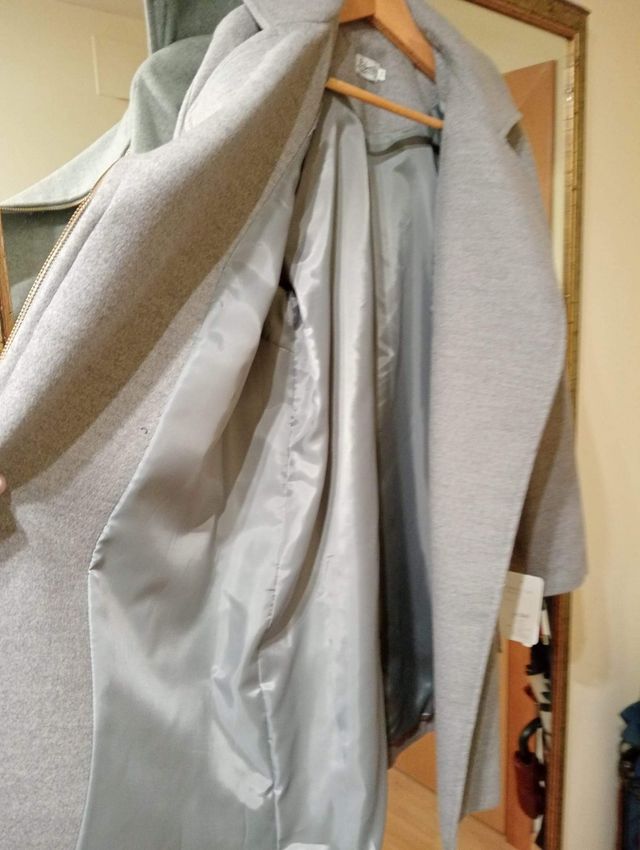 Chaquetón  de Lana Gris Asimétrico