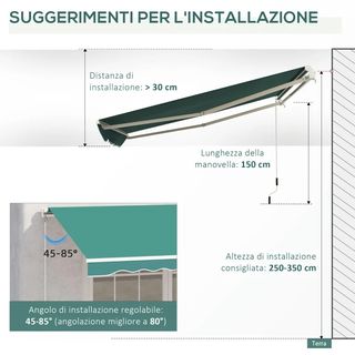 Tenda da Sole per Esterno Avvolgibile a Manovella 