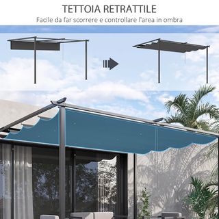 Gazebo Pergola 4x3m in Acciaio e Poliestere con Te