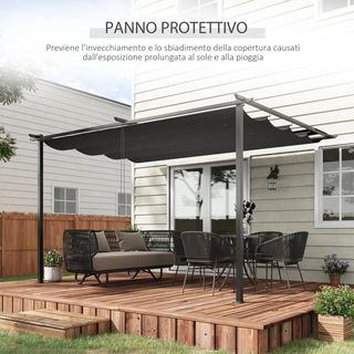 Gazebo Pergola 4x3m in Acciaio e Poliestere con Te