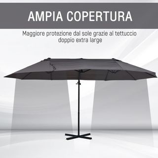 Ombrellone Doppio da Giardino in Metallo e Poliest