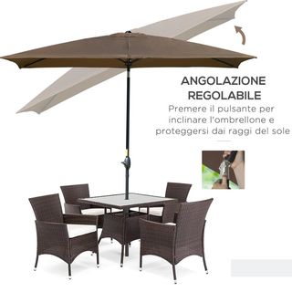 Ombrellone da Giardino Rettangolare 3x2 m con Aper