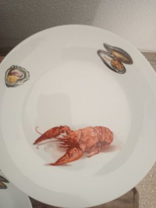 Juego de platos, bandeja y salsera