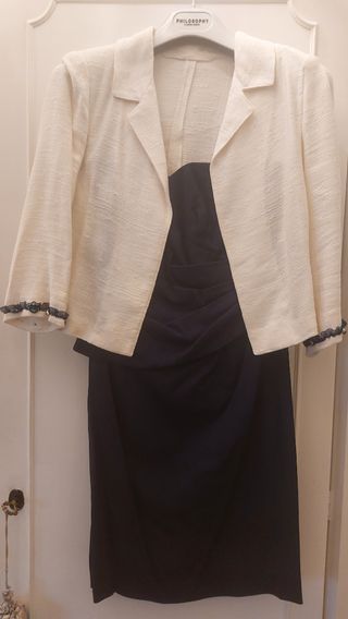 Vestito blu corto con giacca