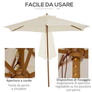 Ombrellone da Giardino 2.5x2.3 m a 6 Stecche in L