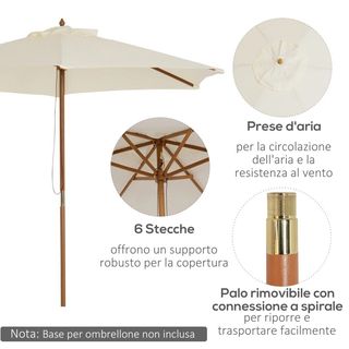 Ombrellone da Giardino 2.5x2.3 m a 6 Stecche in L