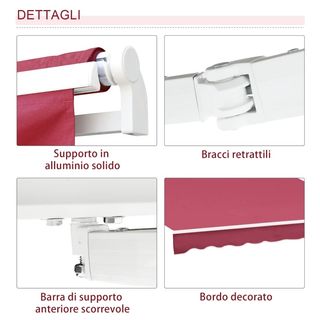 Tenda da Sole Avvolgibile a Caduta con Manovella, 