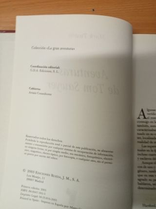 Novela las aventuras de Tom Sawyer