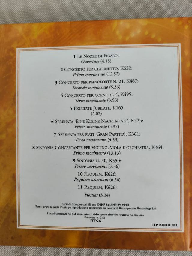 3 CD Originali:  Beethoven, Mozart e Bach