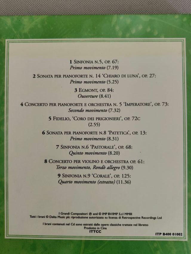 3 CD Originali:  Beethoven, Mozart e Bach