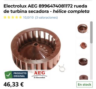 Electrolux rueda de turbina secadora de segunda mano por 15 EUR en