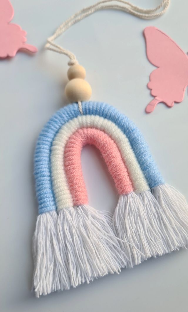 Arcoíris macramé pequeño azul