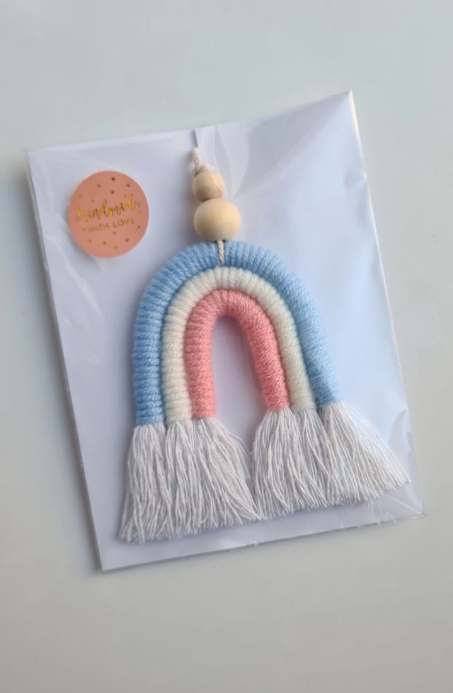 Arcoíris macramé pequeño azul