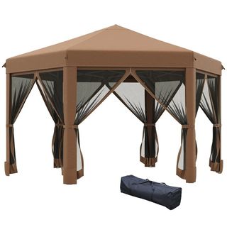 Gazebo da Giardino Pieghevole ed Esagonale con Zan