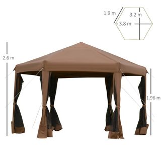 Gazebo da Giardino Pieghevole ed Esagonale con Zan