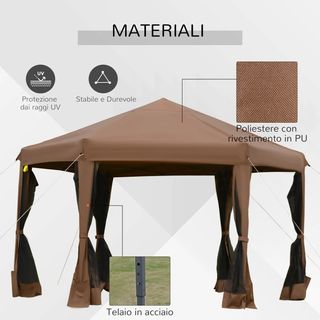 Gazebo da Giardino Pieghevole ed Esagonale con Zan