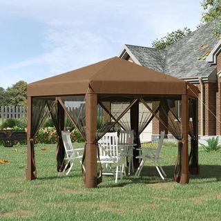 Gazebo da Giardino Pieghevole ed Esagonale con Zan
