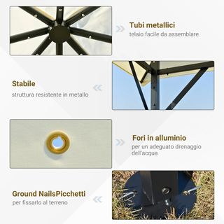 Gazebo da Giardino 3x3m in Metallo con Doppio Tett