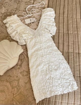 Vestido bordados perforados Zara Talla S