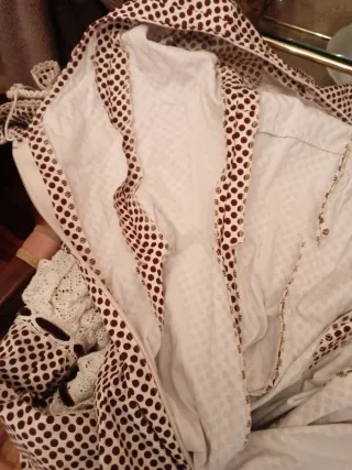 Traje de flamenca clásico - blanco  y lunar marron