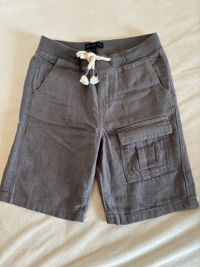 Pantalón corto lino gris T. 6 (116cm)