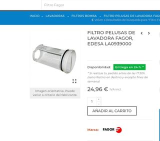 Filtro pelusas lavadora fagor.