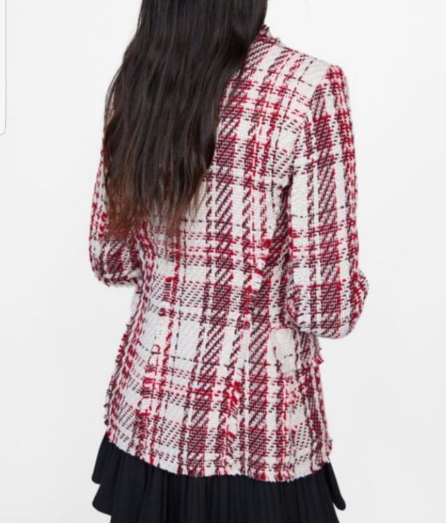Chaqueta tweed mujer Zara L precio hoy